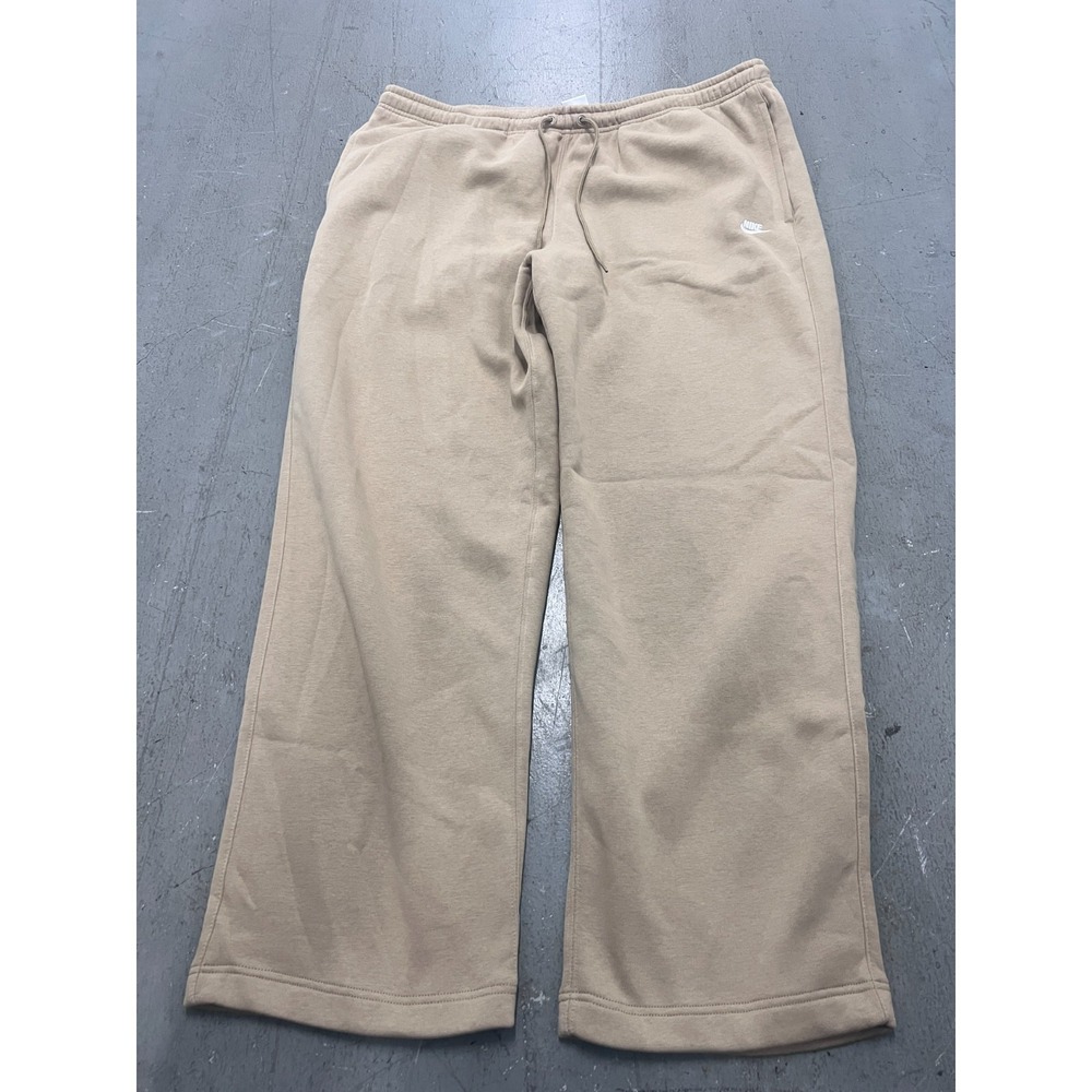 Nike Sweatpants Womens 2XL Beige Fleece Straight Leg Drawstring Activewear NWT - Picture 1 of 7